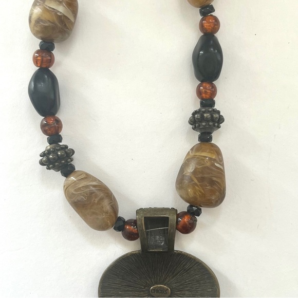 Chico’s vintage black & brown beaded, marble stone, glass pendant necklace - Picture 15 of 15